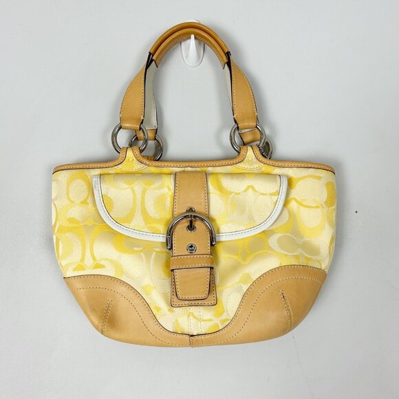 Vintage Y2K Coach 1853 SoHo Mini Bag Sunny Yellow C Logo Women's - Picture 1 of 6